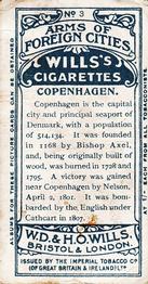 1912 Wills's Arms of Foreign Cities #3 Copenhagen Back