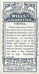 1912 Wills's Arms of Foreign Cities #29 Vienna Back