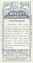 1912 Wills's Arms of Foreign Cities #40 Amsterdam Back