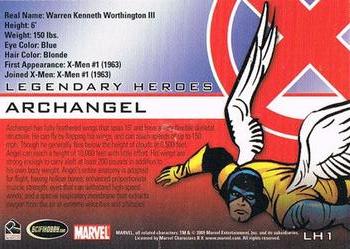 2009 Rittenhouse X-Men Archives - Legendary Heroes #LH1 Archangel Back
