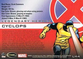 2009 Rittenhouse X-Men Archives - Legendary Heroes #LH4 Cyclops Back