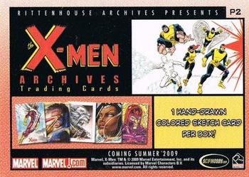 2009 Rittenhouse X-Men Archives - Promos #P2 Non-Sport Update Back