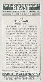 1931 Player's Wild Animals' Heads #48 Wolf Back