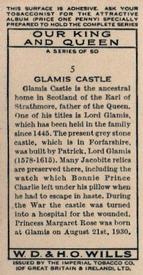 1937 Wills's Our King and Queen #5 Glamis Castle Back
