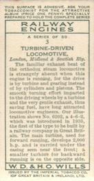 1936 Wills's Railway Engines #3 Turbine Driven Locomotive Back