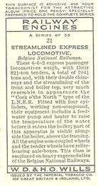 1936 Wills's Railway Engines #21 Streamlined Express Locomotive Back