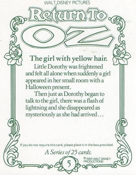 1985 Walt Disney Return to Oz #5 The girl with the yellow hair. Back