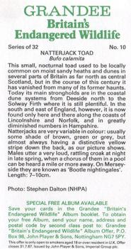 1984 Grandee Britain's Endangered Wildlife #10 Natterjack Toad Back