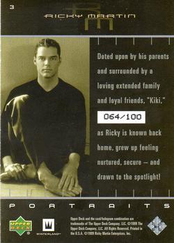1999 Upper Deck Ricky Martin - Platinum Signature Cards #3 Doted upon by his parents and surrounded by a Back