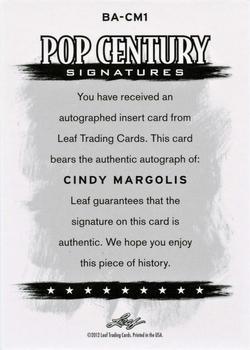 2012 Leaf Pop Century Signatures #BA-CM1 Cindy Margolis Back