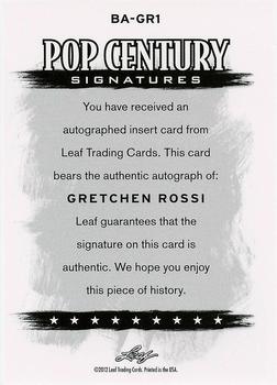 2012 Leaf Pop Century Signatures #BA-GR1 Gretchen Rossi Back