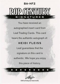 2012 Leaf Pop Century Signatures #BA-HF2 Heidi Fleiss Back