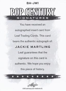 2012 Leaf Pop Century Signatures #BA-JM1 Jackie Martling Back