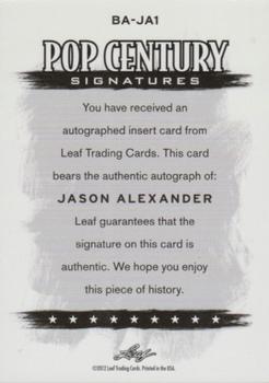 2012 Leaf Pop Century Signatures #BA-JA1 Jason Alexander Back