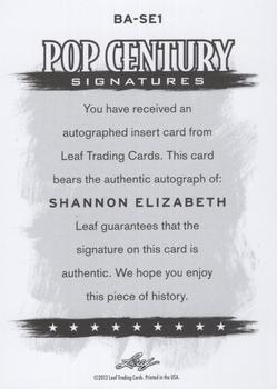 2012 Leaf Pop Century Signatures #BA-SE1 Shannon Elizabeth Back