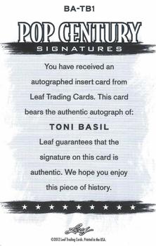 2012 Leaf Pop Century Signatures #BA-TB1 Toni Basil Back