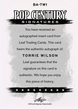 2012 Leaf Pop Century Signatures #BA-TW1 Torrie Wilson Back