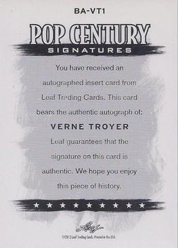 2012 Leaf Pop Century Signatures #BA-VT1 Verne Troyer Back