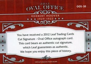 2012 Leaf Oval Office #NNO Herbert Hoover Back
