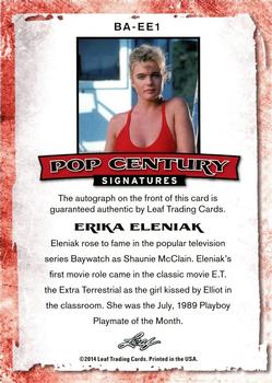 2014 Leaf Pop Century #BA-EE1 Erika Eleniak Back