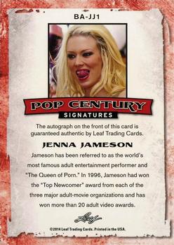 2014 Leaf Pop Century #BA-JJ1 Jenna Jameson Back
