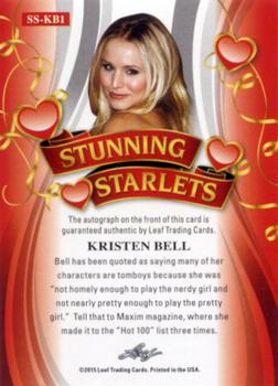 2015 Leaf Pop Century - Stunning Starlets #SS-KB1 Kristen Bell Back