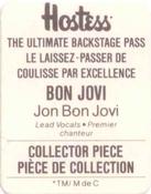 1987 Hostess The Ultimate Backstage Pass Stickers #NNO Jon Bon Jovi Back