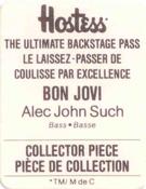 1987 Hostess The Ultimate Backstage Pass Stickers #NNO Alec John Such Back