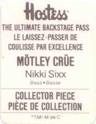 1987 Hostess The Ultimate Backstage Pass Stickers #NNO Nikki Sixx Back