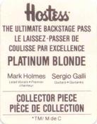 1987 Hostess The Ultimate Backstage Pass Stickers #NNO Mark Holmes / Sergio Galli Back
