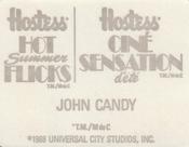 1988 Hostess Hot Summer Flicks Stickers #3 John Candy Back