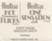 1988 Hostess Hot Summer Flicks Stickers #11 Chevy Chase / Madolyn Smith Back