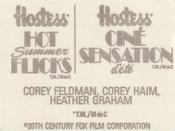 1988 Hostess Hot Summer Flicks Stickers #17 Corey Feldman / Corey Haim / Heather Graham Back