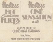 1988 Hostess Hot Summer Flicks Stickers #25 Kevin Dillon / Christine Harnos Back