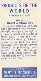 1958 Sweetule Products of the World #4 Israel Back