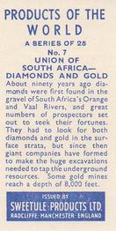 1958 Sweetule Products of the World #7 Union of South Africa Back
