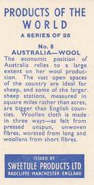 1958 Sweetule Products of the World #8 Australia Back