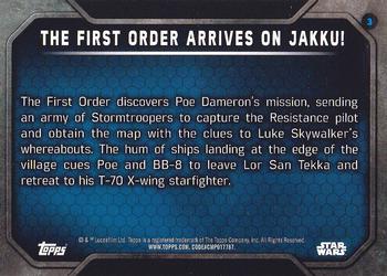 2016 Topps Star Wars The Force Awakens Series 2 #3 The First Order Arrives on Jakku! Back