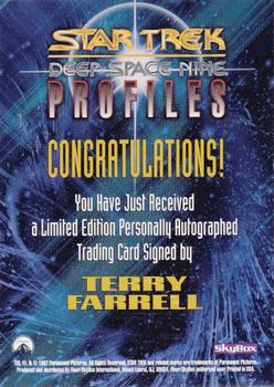 1997 Fleer Star Trek Deep Space Nine Profiles - Autographs #NNO Terry Farrell / Jadzia Dax Back