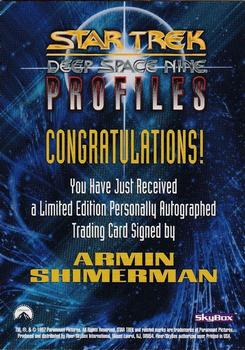 1997 Fleer Star Trek Deep Space Nine Profiles - Autographs #NNO Armin Shimerman / Quark Back