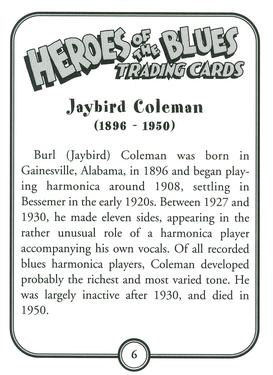 2011 Heroes of the Blues - 3rd Printing #6 Jaybird Coleman Back