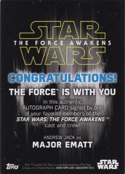 2016 Topps Star Wars The Force Awakens Series 2 - Autographs Holofoil #NNO Andrew Jack Back