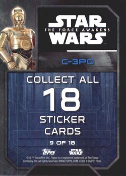 2016 Topps Star Wars The Force Awakens Series 2 - Character Stickers #9 C-3PO Back