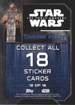 2016 Topps Star Wars The Force Awakens Series 2 - Character Stickers #12 Unkar Plutt Back