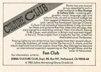 1985 Wonder Bread Rock Stars #NNO Culture Club Back