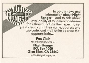 1985 Wonder Bread Rock Stars #NNO Night Ranger Back