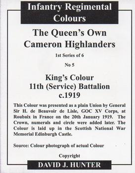 2006 Regimental Colours : The Queen's Own Cameron Highlanders 1st Series #5 King's Colour 11th (Service) Battalion c.1919 Back