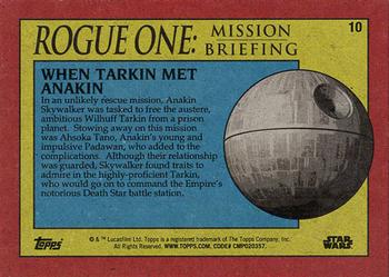 2016 Topps Star Wars Rogue One: Mission Briefing #10 When Tarkin met Anakin Back