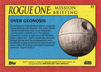 2016 Topps Star Wars Rogue One: Mission Briefing #17 Over Geonosis Back