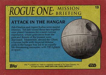 2016 Topps Star Wars Rogue One: Mission Briefing #19 Attack in the Hangar Back